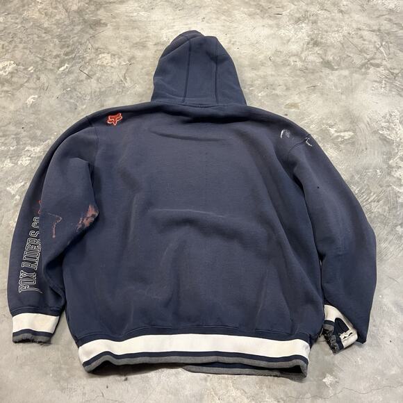 VTG Y2K FOX RACING Hoodie Mens Size XL Sweatshirt Distressed BMX Skater Blue - Picture 7 of 12